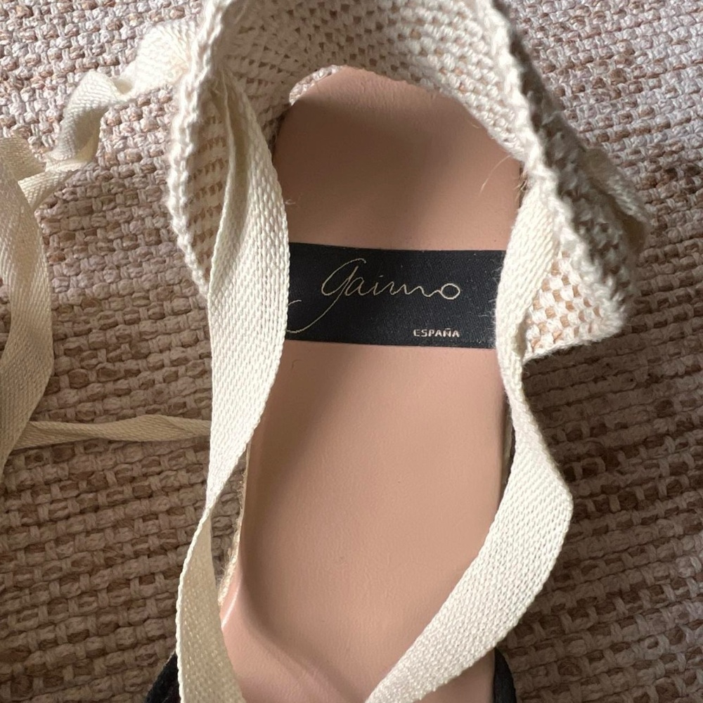 Black and Cream Espadrille Wedge Sandals - Picture 6 of 6